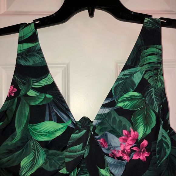 KONA SOL - NWT - L Sz Lg Full Coverage Tummy Control Tie-Front 1-Piece/Tropical - Picture 5 of 15